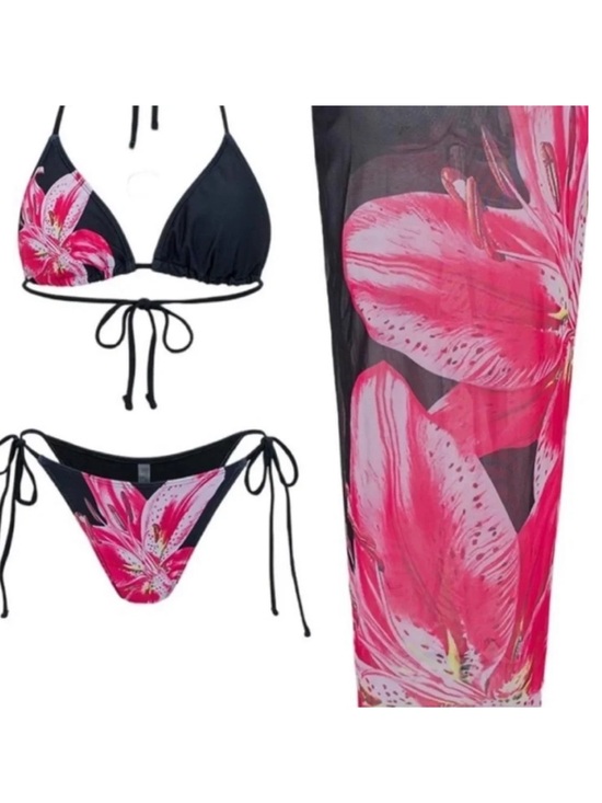 Other - Floral Pink and Black Bikini Set